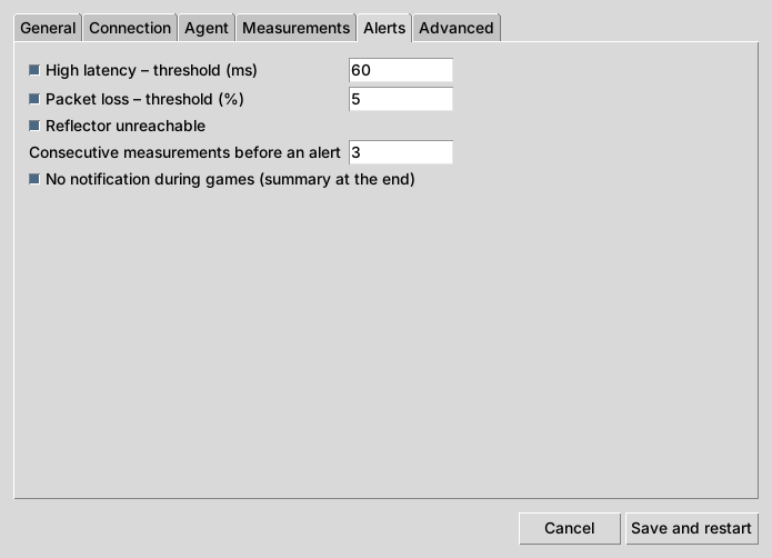 Alerts tab